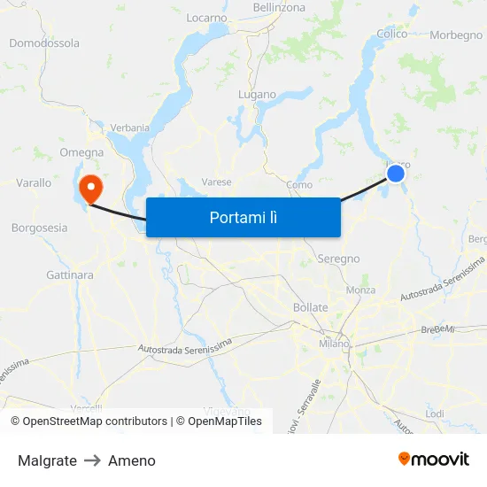 Malgrate to Ameno map
