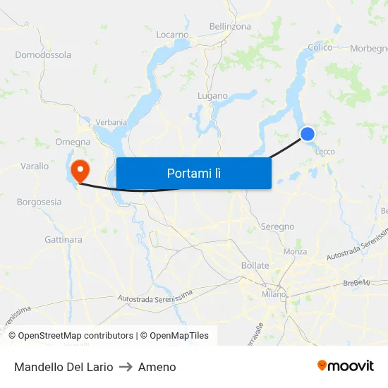 Mandello Del Lario to Ameno map