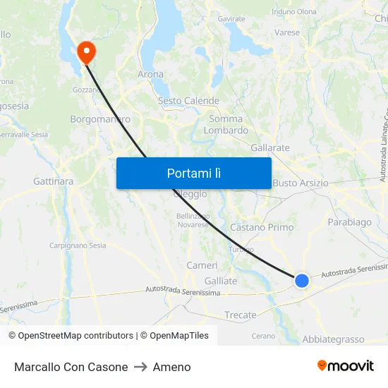 Marcallo Con Casone to Ameno map