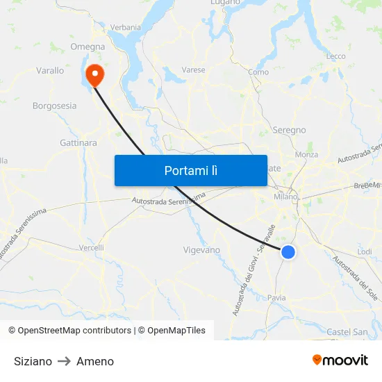 Siziano to Ameno map