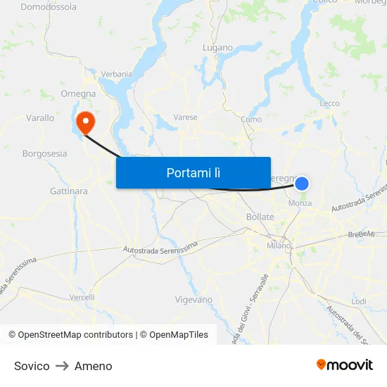 Sovico to Ameno map