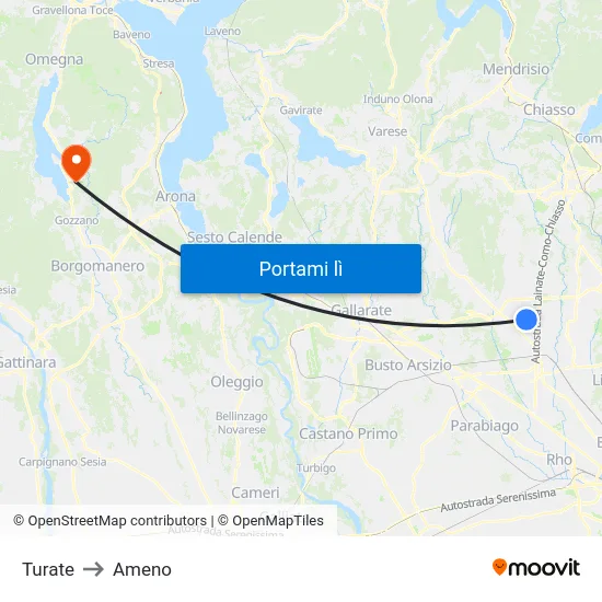 Turate to Ameno map