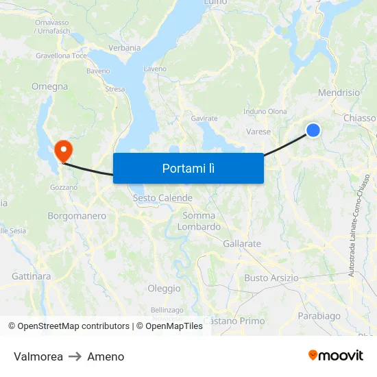 Valmorea to Ameno map