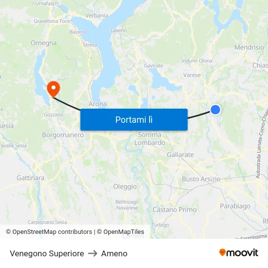 Venegono Superiore to Ameno map