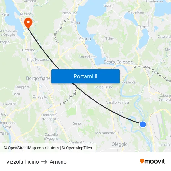 Vizzola Ticino to Ameno map