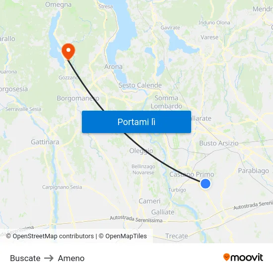 Buscate to Ameno map