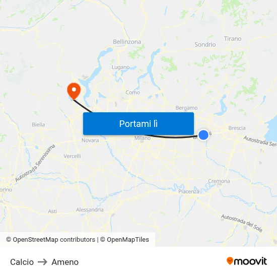 Calcio to Ameno map