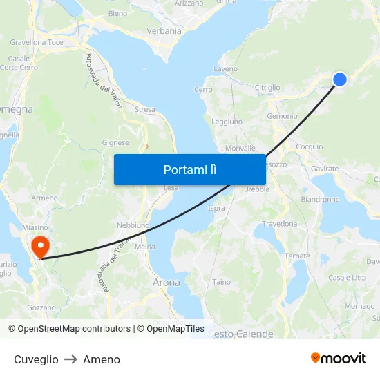 Cuveglio to Ameno map