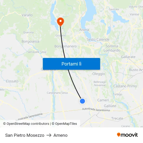San Pietro Mosezzo to Ameno map