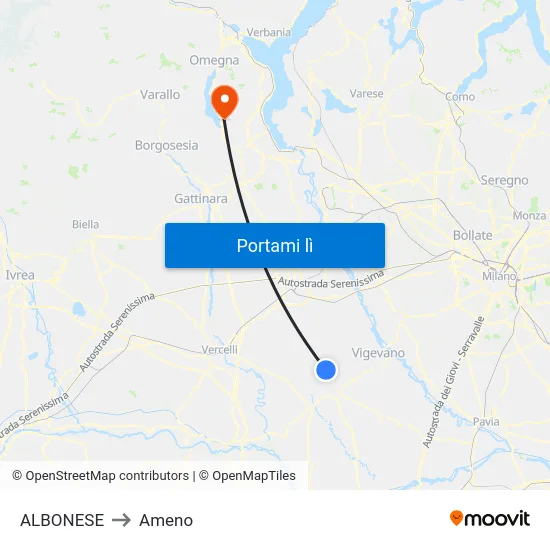 ALBONESE to Ameno map