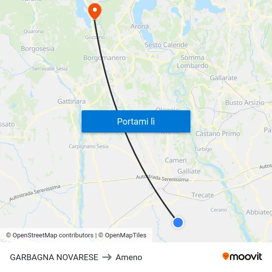 GARBAGNA NOVARESE to Ameno map