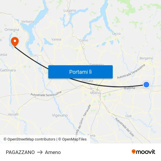 PAGAZZANO to Ameno map