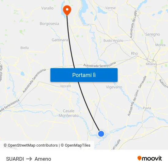 SUARDI to Ameno map