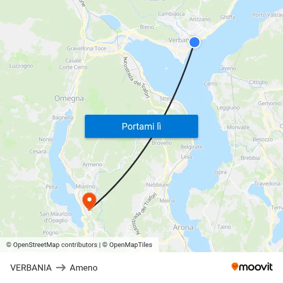 VERBANIA to Ameno map