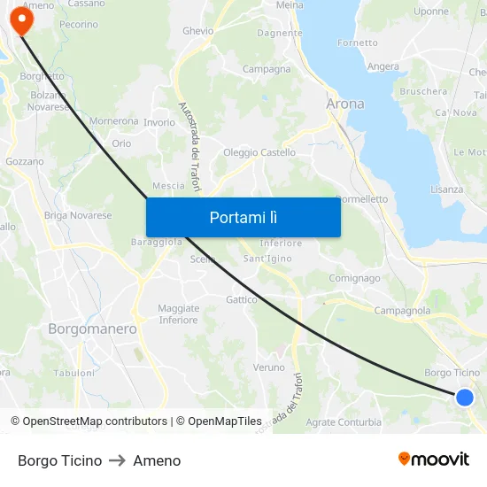 Borgo Ticino to Ameno map