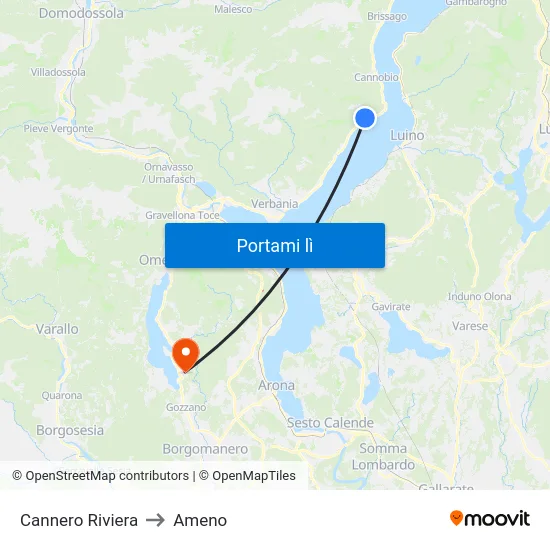 Cannero Riviera to Ameno map