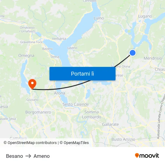 Besano to Ameno map