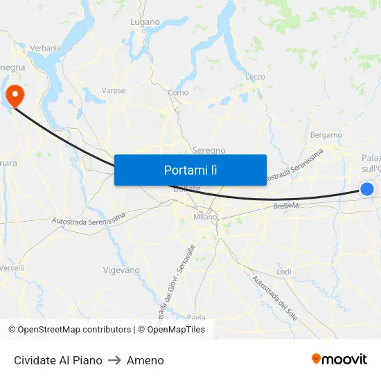 Cividate Al Piano to Ameno map