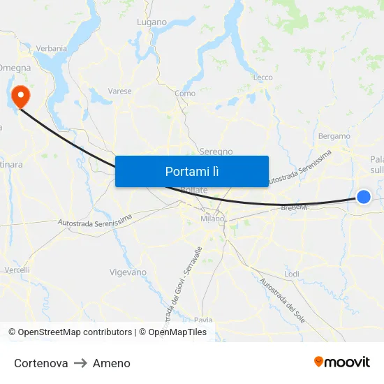 Cortenova to Ameno map
