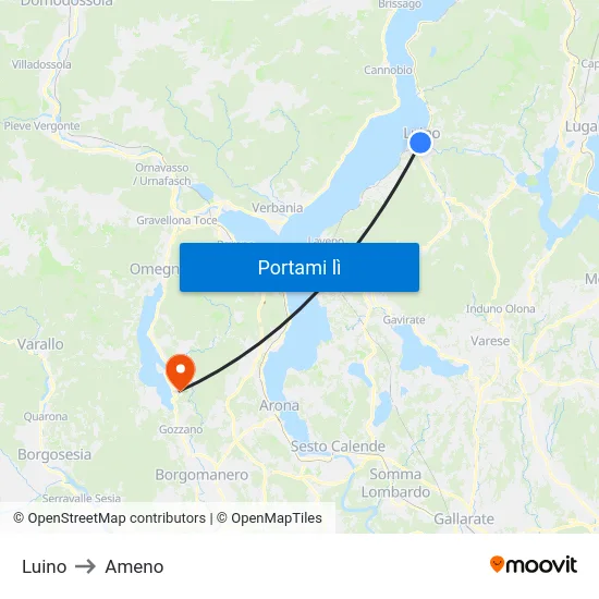 Luino to Ameno map