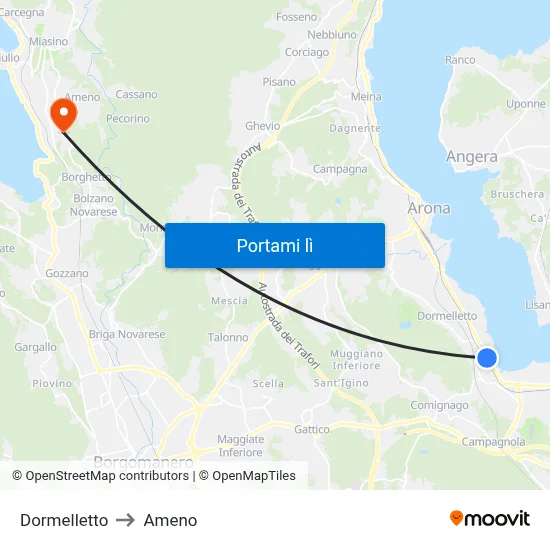 Dormelletto to Ameno map