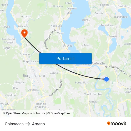 Golasecca to Ameno map