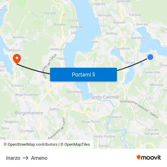 Inarzo to Ameno map