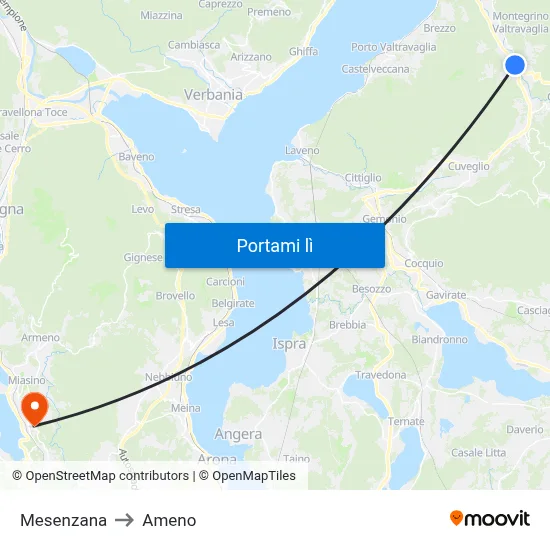 Mesenzana to Ameno map