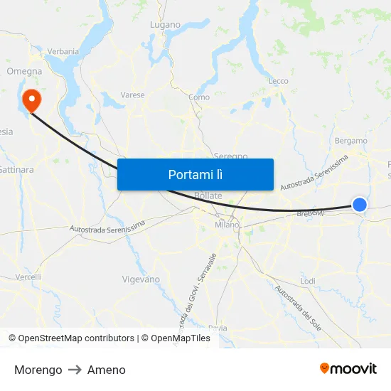 Morengo to Ameno map