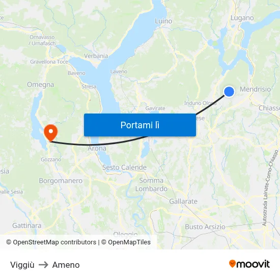 Viggiù to Ameno map