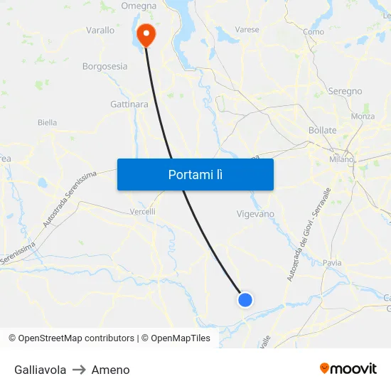 Galliavola to Ameno map