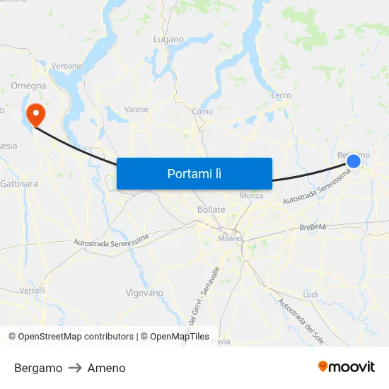 Bergamo to Ameno map