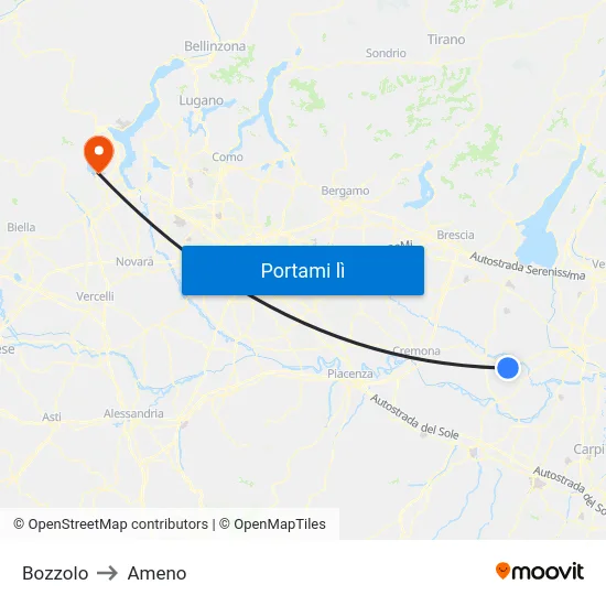 Bozzolo to Ameno map