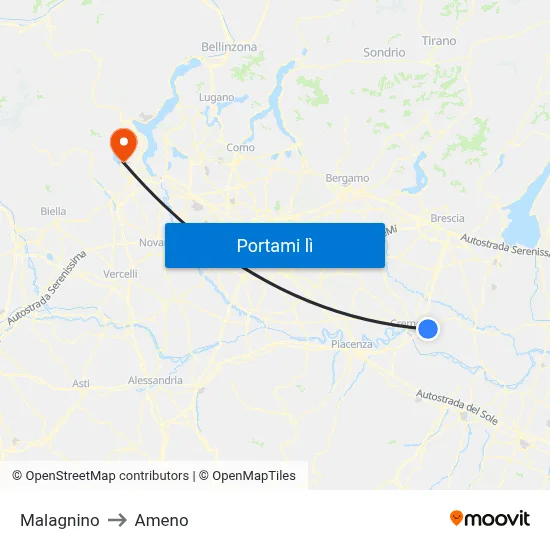 Malagnino to Ameno map