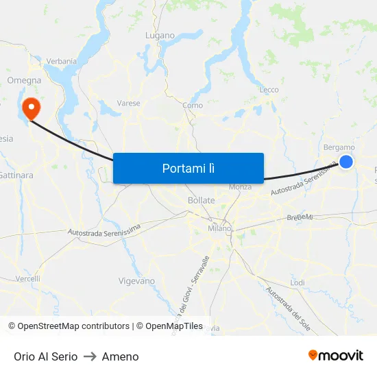 Orio Al Serio to Ameno map