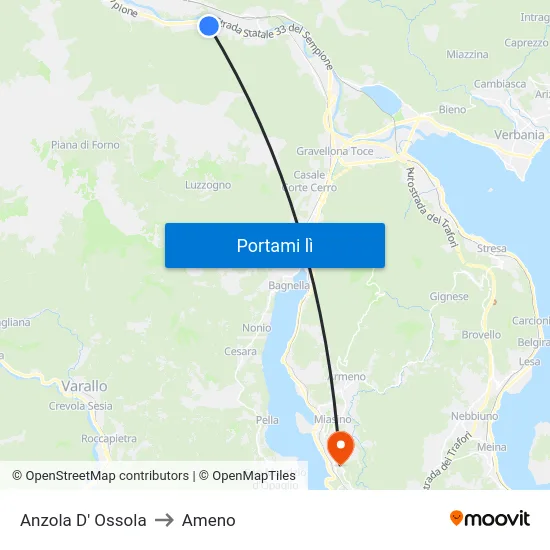 Anzola D' Ossola to Ameno map