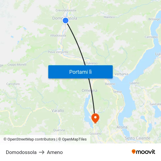 Domodossola to Ameno map