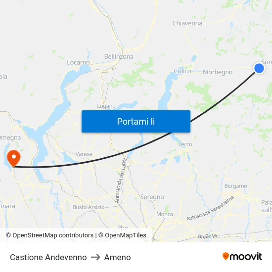 Castione Andevenno to Ameno map