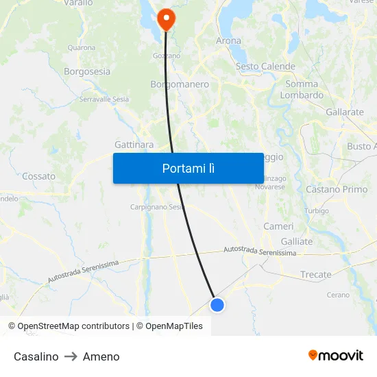 Casalino to Ameno map