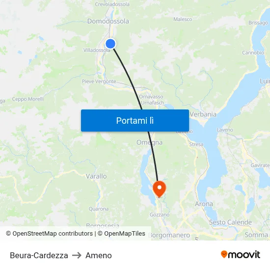 Beura-Cardezza to Ameno map