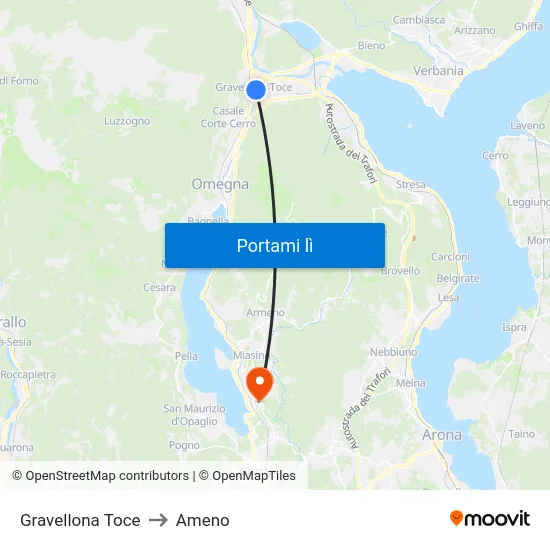 Gravellona Toce to Ameno map