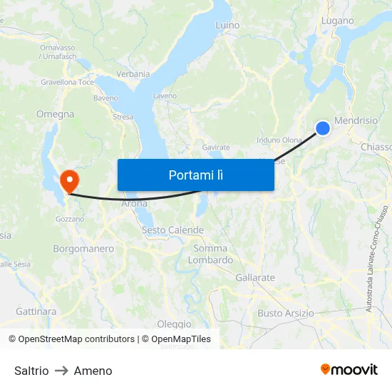 Saltrio to Ameno map