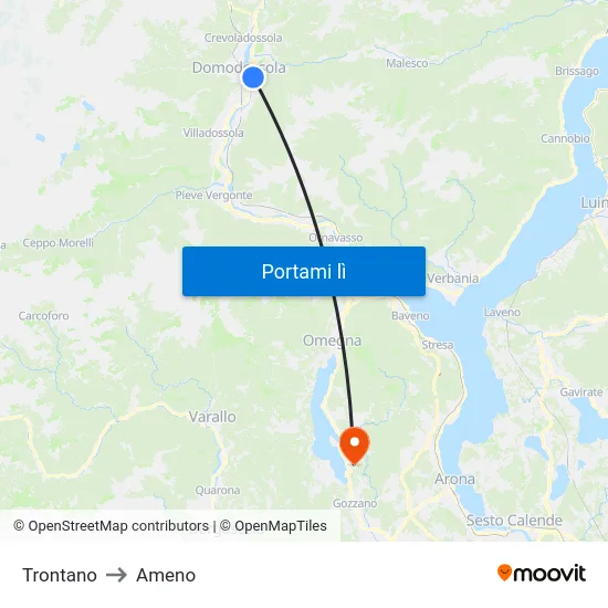 Trontano to Ameno map