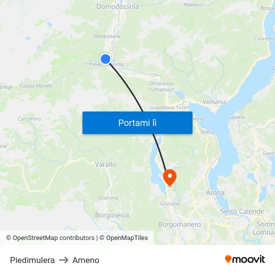 Piedimulera to Ameno map