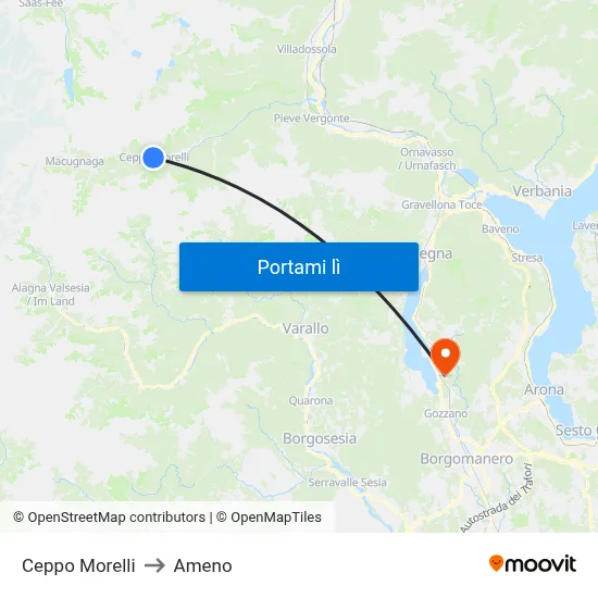 Ceppo Morelli to Ameno map