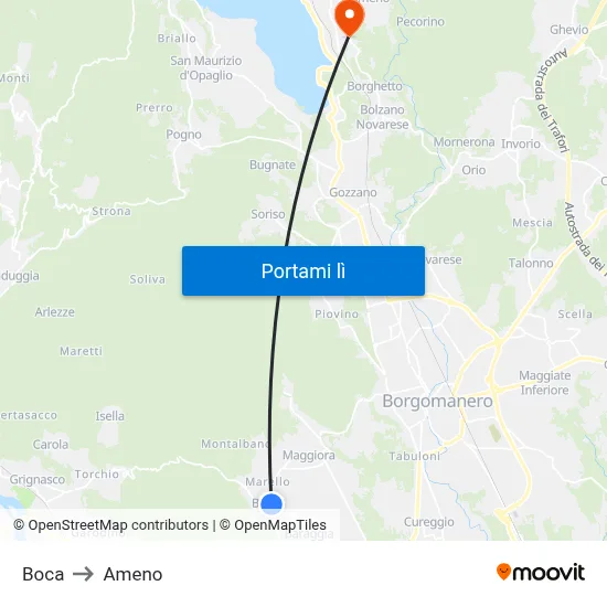 Boca to Ameno map