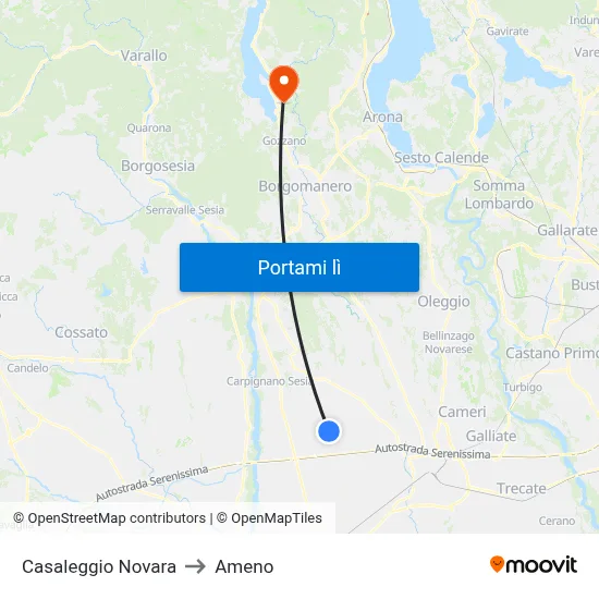 Casaleggio Novara to Ameno map