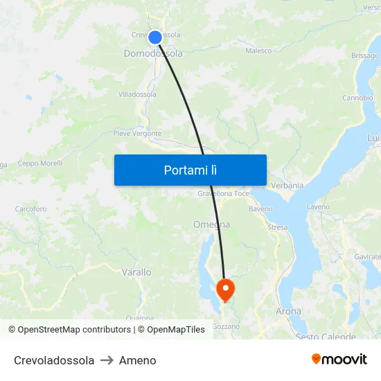 Crevoladossola to Ameno map