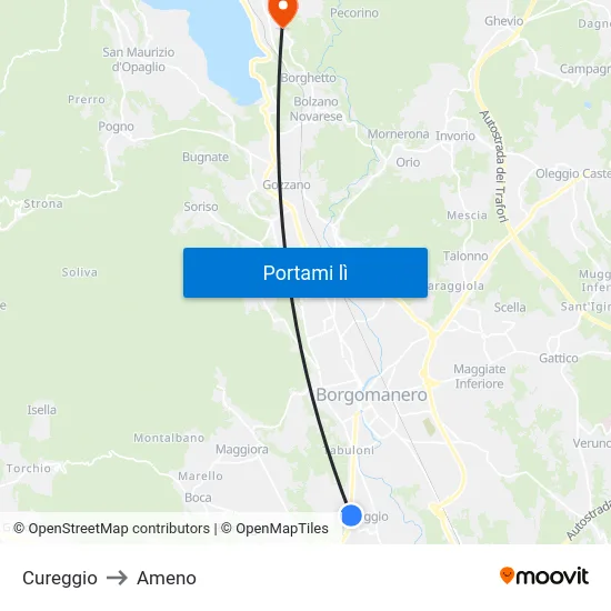 Cureggio to Ameno map