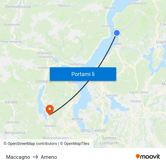 Maccagno to Ameno map